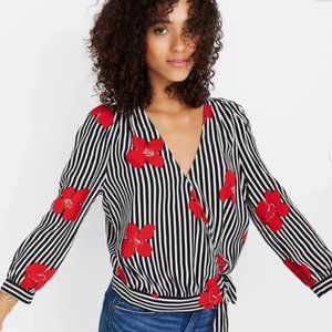 Madewell Floral Wrap Blouse Top in Candied Orchid - Size Small